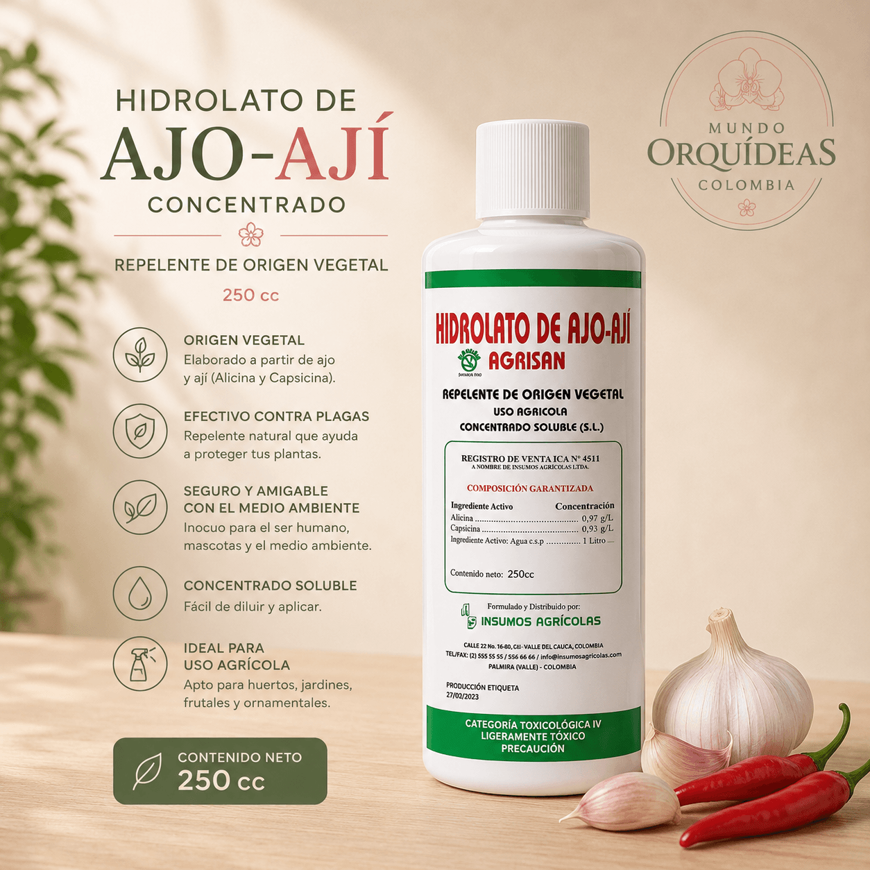 Hidrolato de Ajo-Ají Concentrado 250 cc