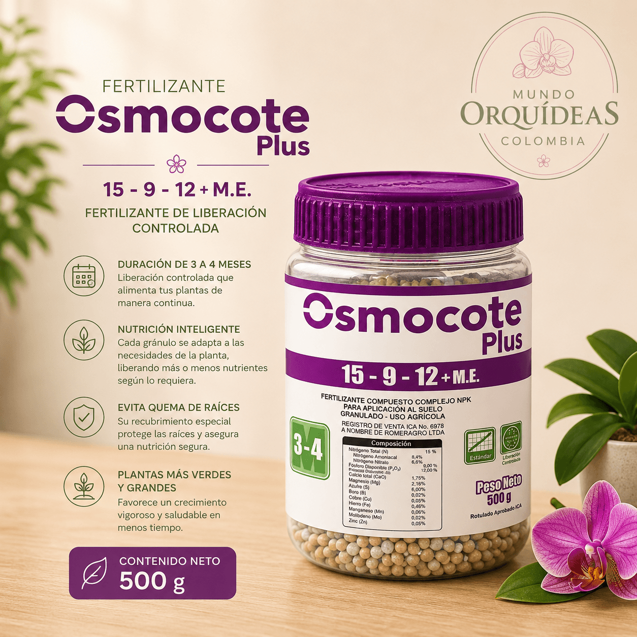 Osmocote Plus 3–4 Meses 500 g